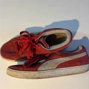 VINTAGE Red Suede Sneakers with White Accents